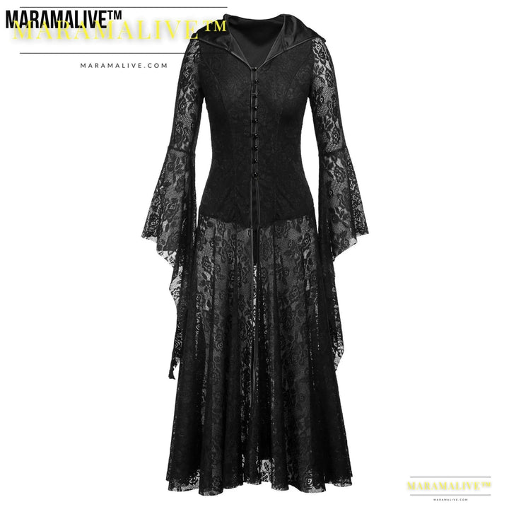 Women's Gothic Vintage Lolita Black Lace Dress Maramalive™