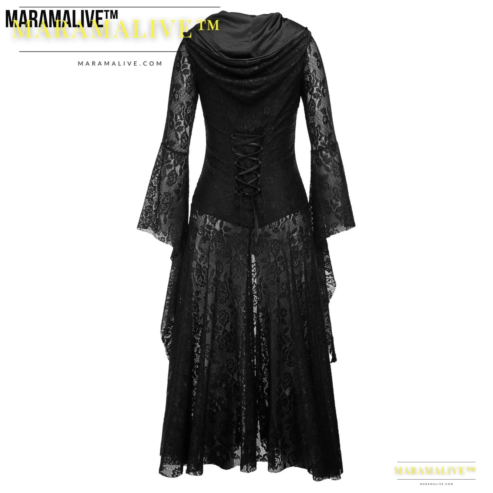 Women's Gothic Vintage Lolita Black Lace Dress Maramalive™