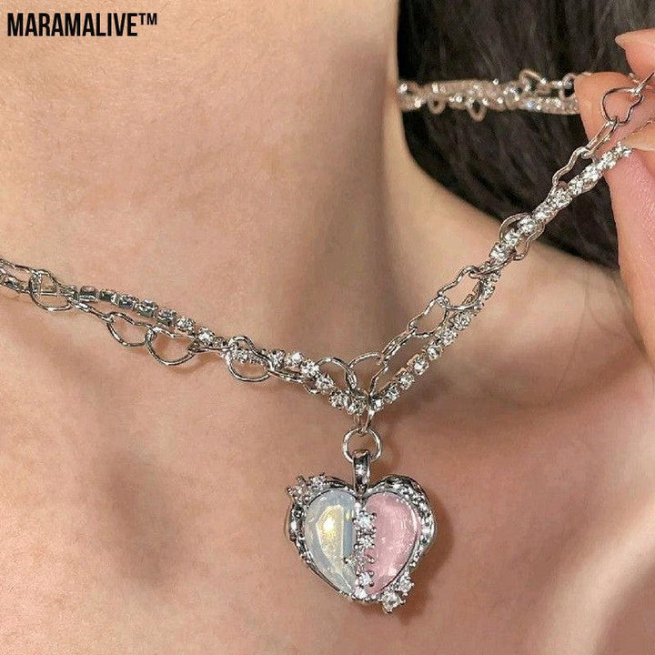 Women's Love Planet Pink Diamond Love Necklace