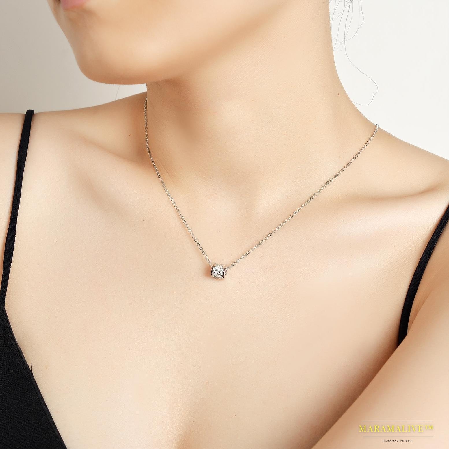 Women's Luxury Sterling Silver Moissanite Necklace - Unique Designer Alternative Jewelry