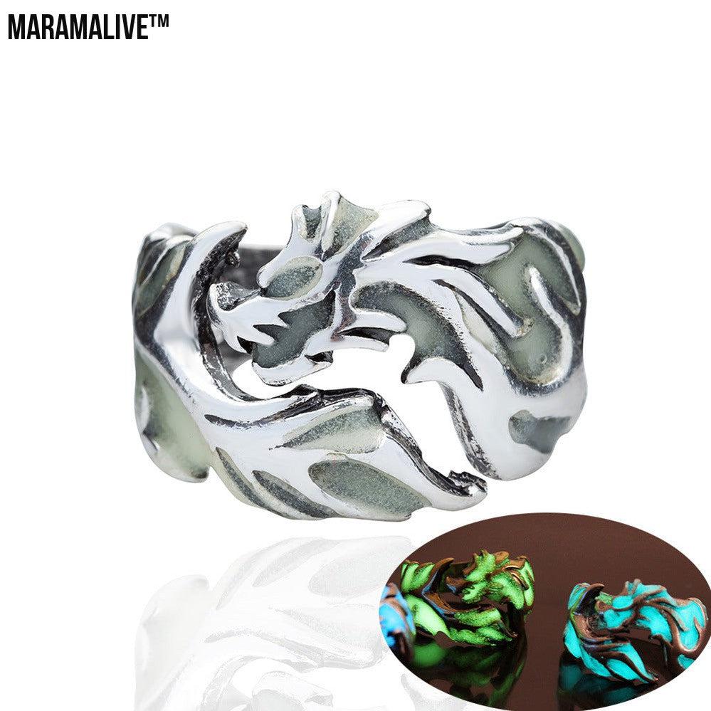 Womens Mens Ring 1Pc Women And Men Allergy Free Glow In The Dark Luminous Dragon Ring Party Gifts