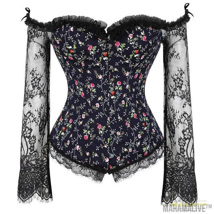 Women's Steampunk Gothic Lace Corset Bustier Top