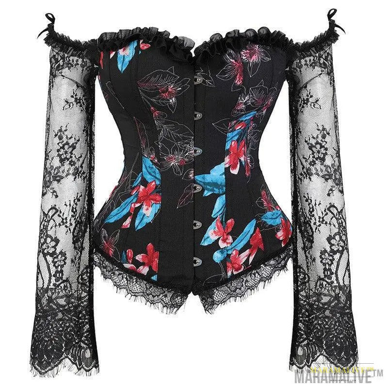 Women's Steampunk Gothic Lace Corset Bustier Top