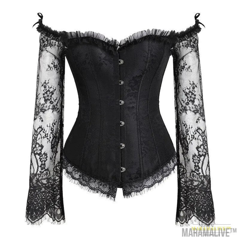 Women's Steampunk Gothic Lace Corset Bustier Top