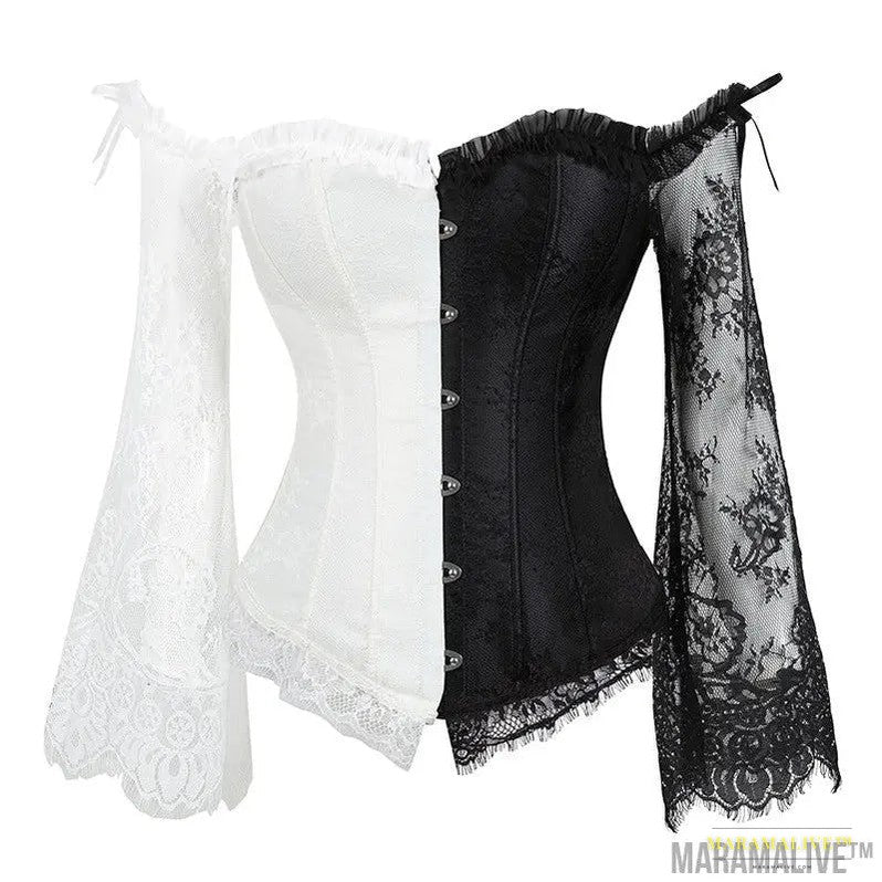 Women's Steampunk Gothic Lace Corset Bustier Top