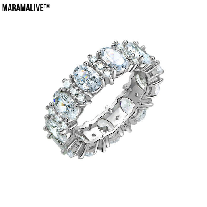 Women's Sterling Silver High Carbon Diamond Row Ring