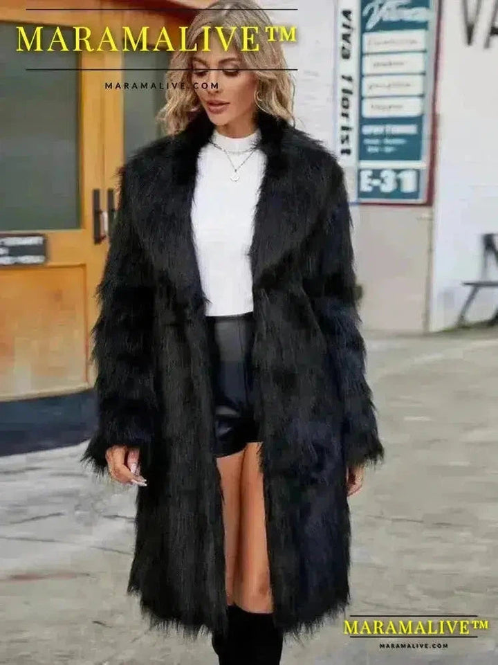 Women's Warm Faux Fox Fur Long Coat Winter Jackets Leisure Long Jacket Windbreaker Women Thick Fluffy Luxury Outerwear