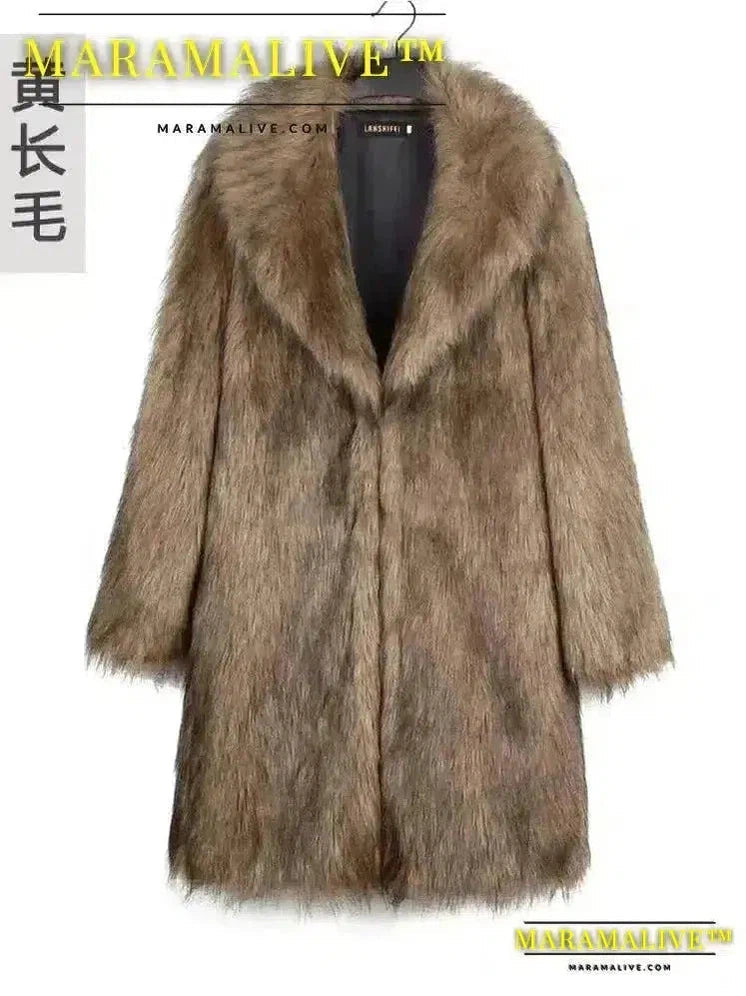 Women's Warm Faux Fox Fur Long Coat Winter Jackets Leisure Long Jacket Windbreaker Women Thick Fluffy Luxury Outerwear