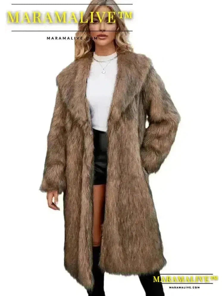 Women's Warm Faux Fox Fur Long Coat Winter Jackets Leisure Long Jacket Windbreaker Women Thick Fluffy Luxury Outerwear