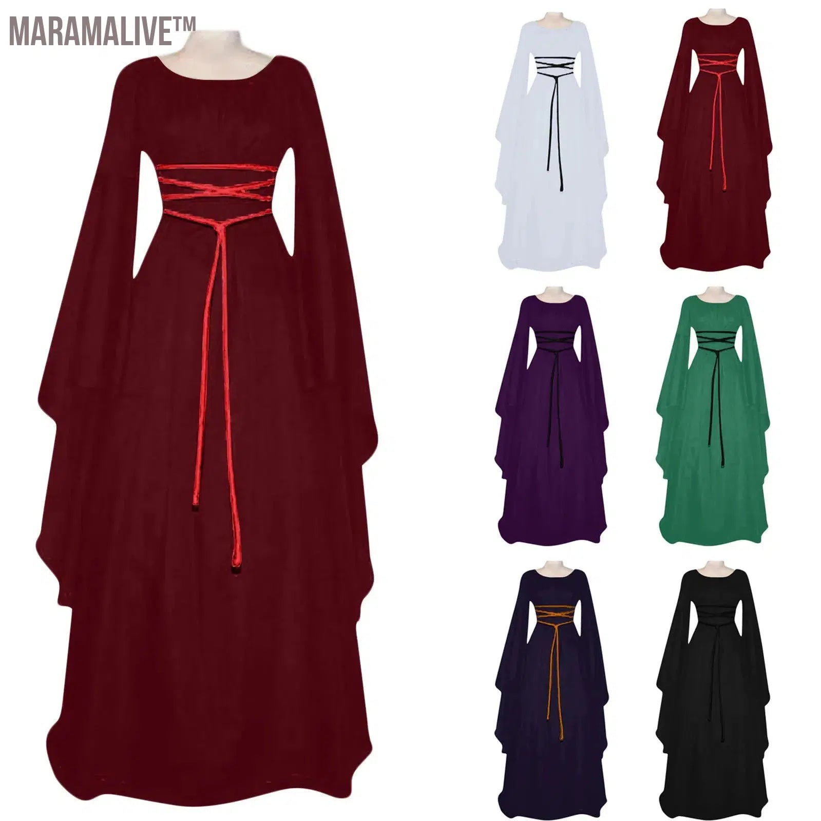 Women's medieval dress Vintage Halloween Cosplay Costume Witch Vampire Goth Dress Black Woman medieval costume vestido medieval