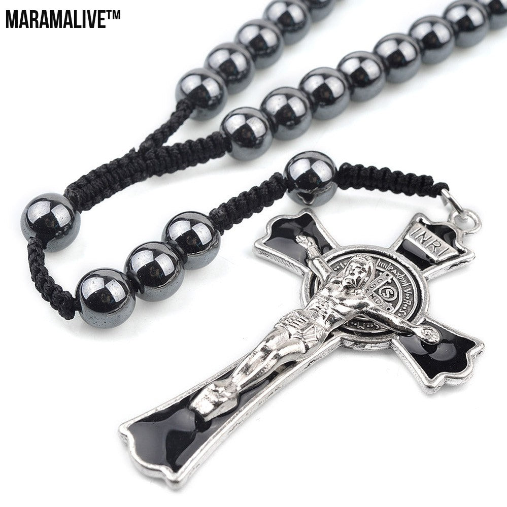 Woven Men's High End Religious Rosary Necklace