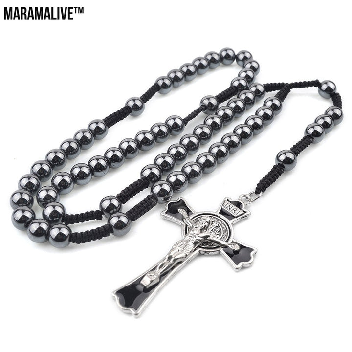 Woven Men's High End Religious Rosary Necklace