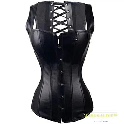 X New Steampunk Steel Boned Lace up Back Sexy Body Bustier Overbust Corset Women Waist Cincher Corsets Black Plus Size S-6XL