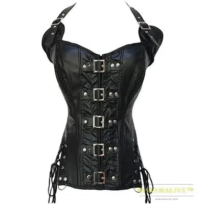 X New Steampunk Steel Boned Lace up Back Sexy Body Bustier Overbust Corset Women Waist Cincher Corsets Black Plus Size S-6XL