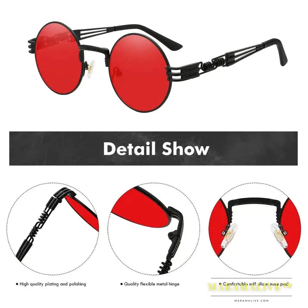 XIU Luxury Metal Sunglasses Men Round Sunglass Steampunk Coating Glasses Vintage Retro Lentes Oculos of Male Sun glasses