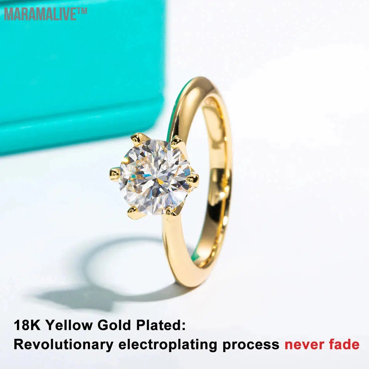 Yellow Gold Plated 2ct 3ct D Color Moissanite Engagement Solitaire Rings For Women GRA