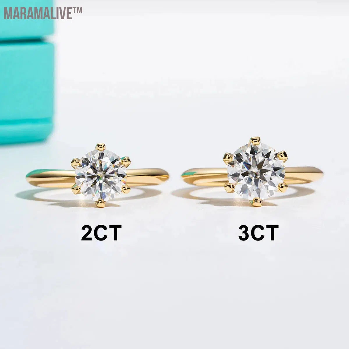 Yellow Gold Plated 2ct 3ct D Color Moissanite Engagement Solitaire Rings For Women GRA