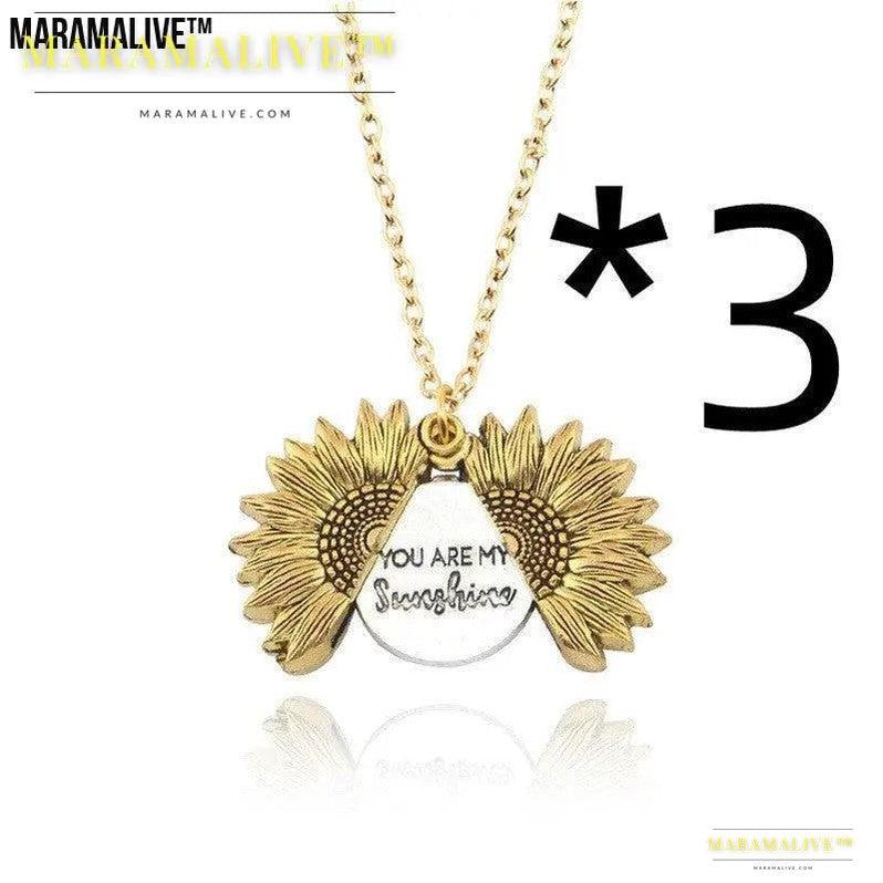 You Are My Sunshine Sunflower Necklace Women Men