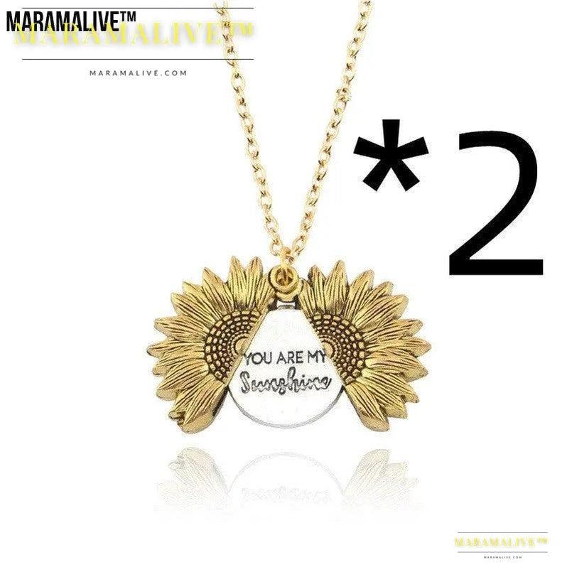 You Are My Sunshine Sunflower Necklace Women Men