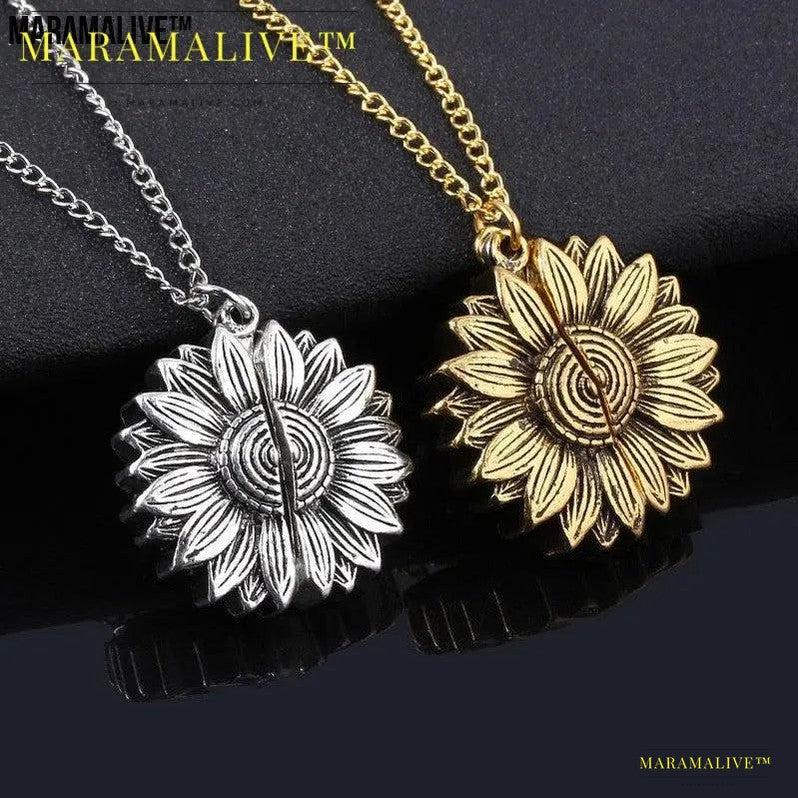 You Are My Sunshine Sunflower Necklace Women Men