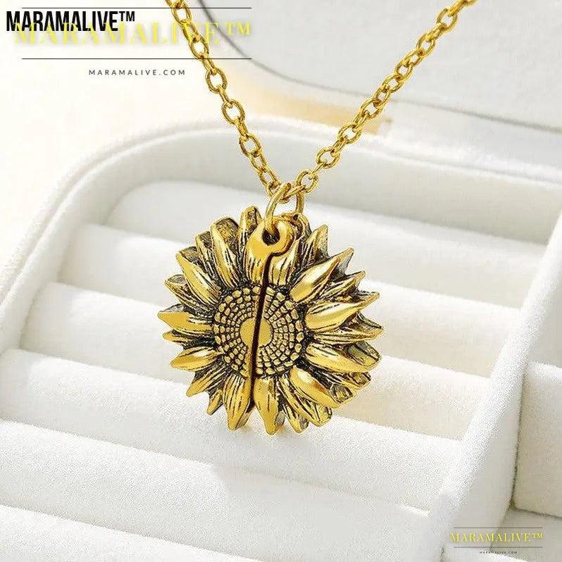 You Are My Sunshine Sunflower Necklace Women Men