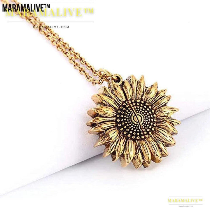 You Are My Sunshine Sunflower Necklace Women Men