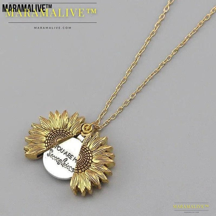 You Are My Sunshine Sunflower Necklace Women Men