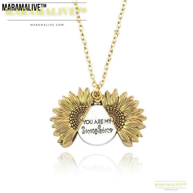 You Are My Sunshine Sunflower Necklace Women Men