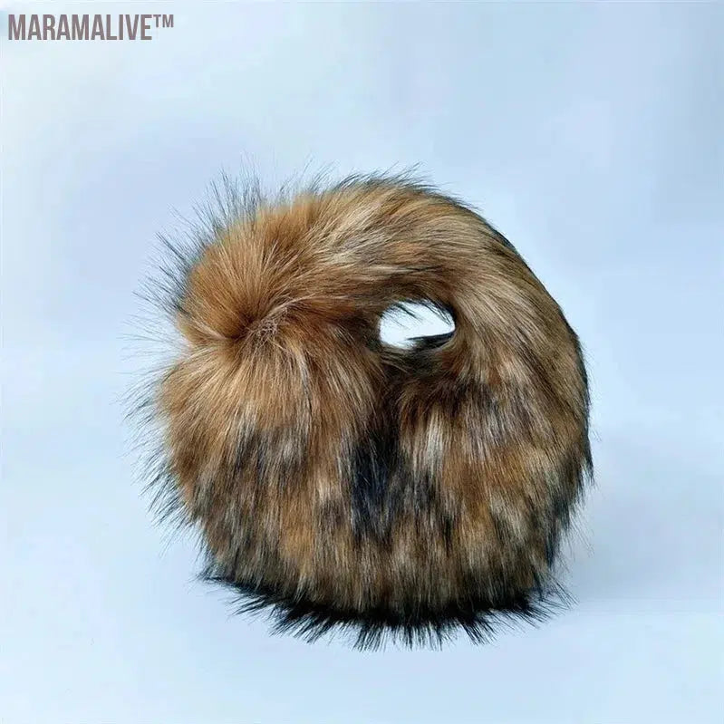 fur hat fluffy bucket hat women's winter warm imitation fur hat