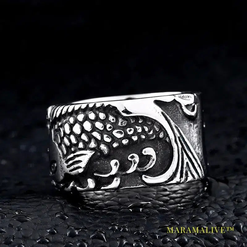 home fashion double fish the couple ring stainless steel 3D design good detail gothic simple round jewelry