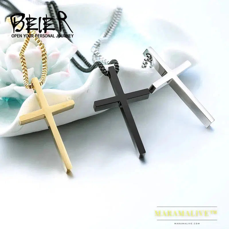 new fashion Gothic Style Cross Pendant For Man And Woman Stainless Steel Personality Charm Jewelry