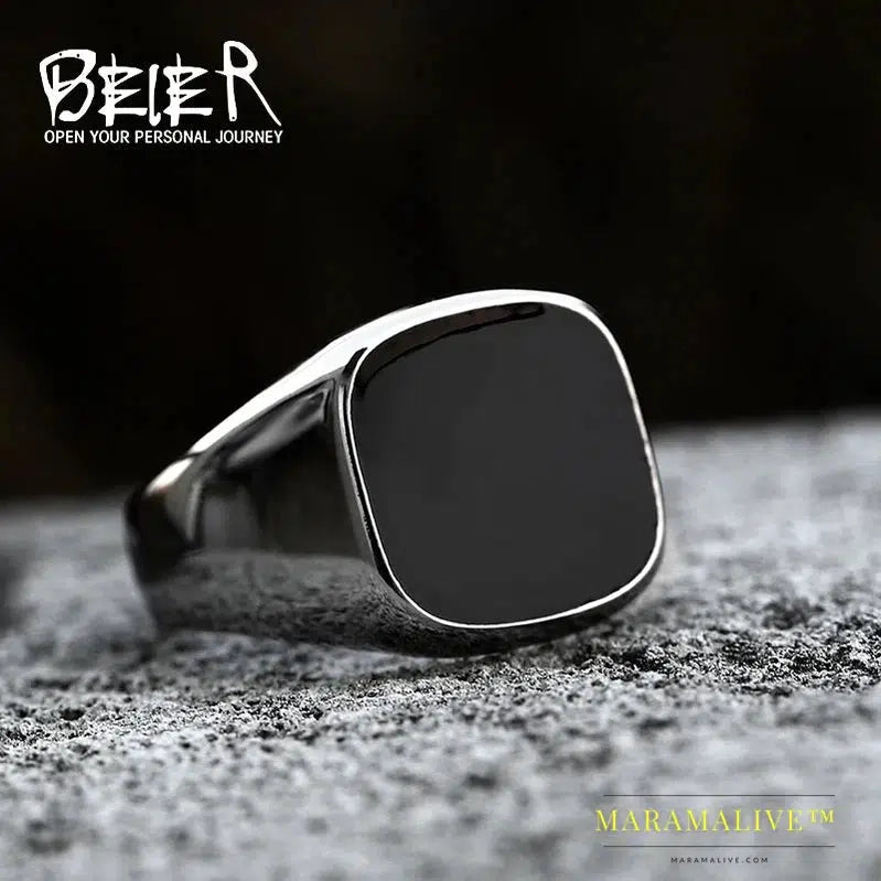 new store 316L Stainless Steel Biker Ring for men High Polished Signet Solid fashion Jewelry