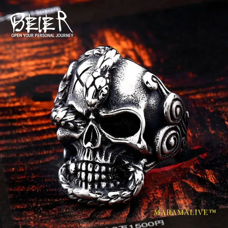 new store 316L Stainless Steel Devil Skull Men's Rings Death Snake Punk Rock Fashion high quality Gifts