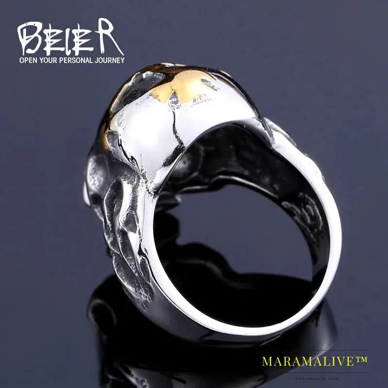 new to store Stainless Steel cross ring top quality Hot sale men Punk Skull Ring Skeleton Style fashion jewelry