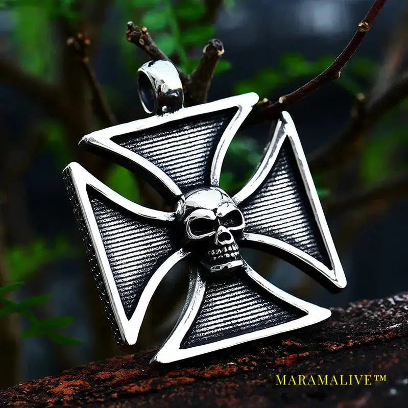 old style retro nostalgic Iron Cross Pendant Necklace Punk Unqiue Chain for man gift