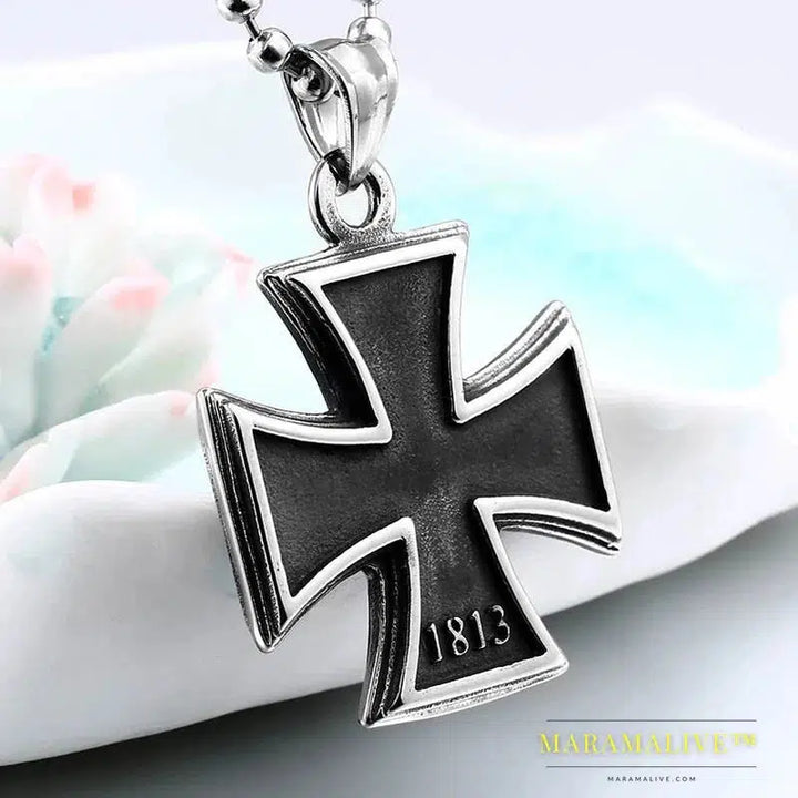 old style retro nostalgic Iron Cross Pendant Necklace Punk Unqiue Chain for man gift