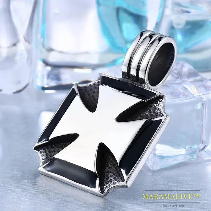 old style retro nostalgic Iron Cross Pendant Necklace Punk Unqiue Chain for man gift