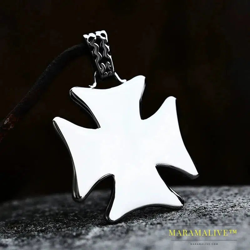 old style retro nostalgic Iron Cross Pendant Necklace Punk Unqiue Chain for man gift