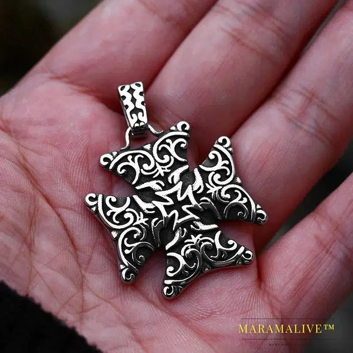 old style retro nostalgic Iron Cross Pendant Necklace Punk Unqiue Chain for man gift