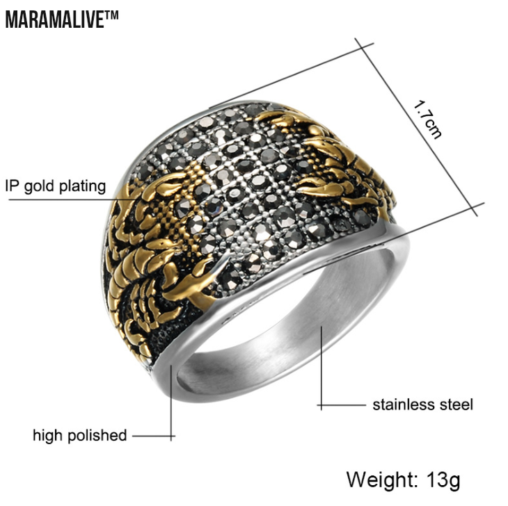 personality stainless steel diamond men's ring hip hop ring