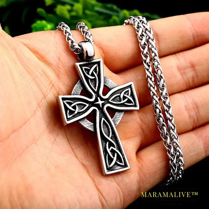 stainless high quality viking Pattern cross pendant necklacet for Men Amulet scandinavian fashion Jewelry