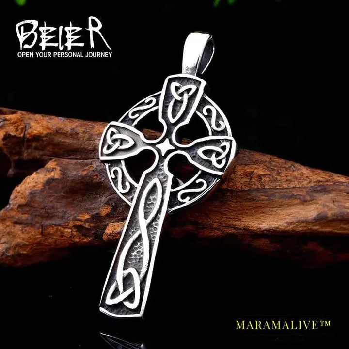 stainless high quality viking Pattern cross pendant necklacet for Men Amulet scandinavian fashion Jewelry