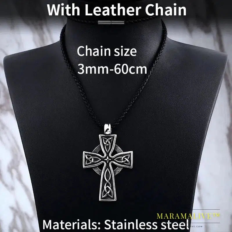 stainless high quality viking Pattern cross pendant necklacet for Men Amulet scandinavian fashion Jewelry