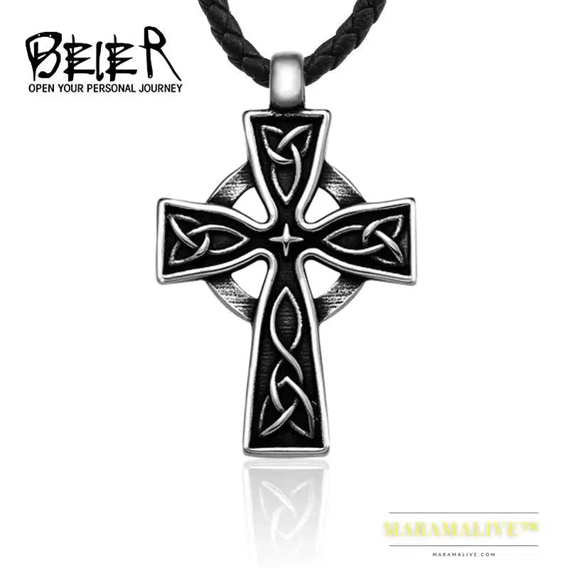 stainless high quality viking Pattern cross pendant necklacet for Men Amulet scandinavian fashion Jewelry