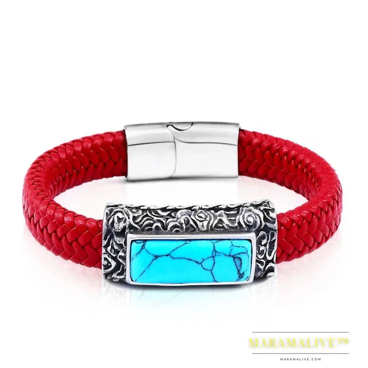 stainless steel Leather Bracelet Bangle For Man Punk Hip-pop Jewelry High Quality boy`s Gift