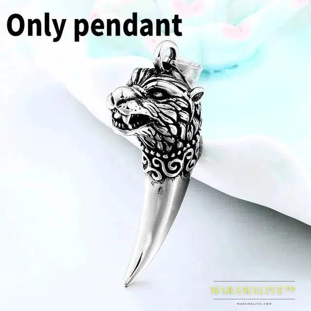 stainless steel Scandinavian amulet Norse Viking dragon men Pendant Necklace Classic animal wolf teeth Fashion jewelry