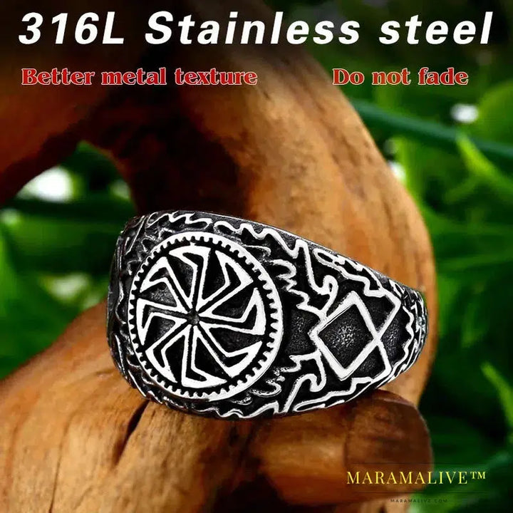 stainless steel character geometry Viking raven head ring for man`s gift Punk rock Jewelry